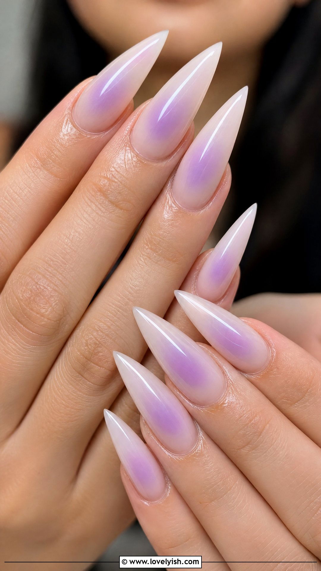 Lavender Aura Long Stiletto Nails - 50 long stiletto nails - 50 long stiletto nails