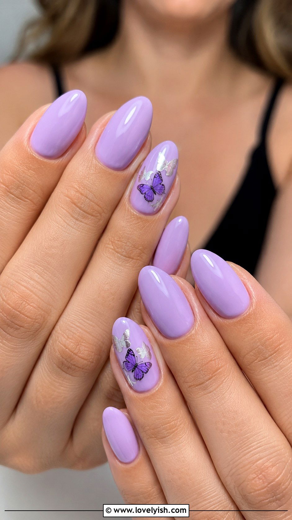 Lavender Butterfly Acrylic Nails - 33 acrylic nail ideas - 33 acrylic nail ideas