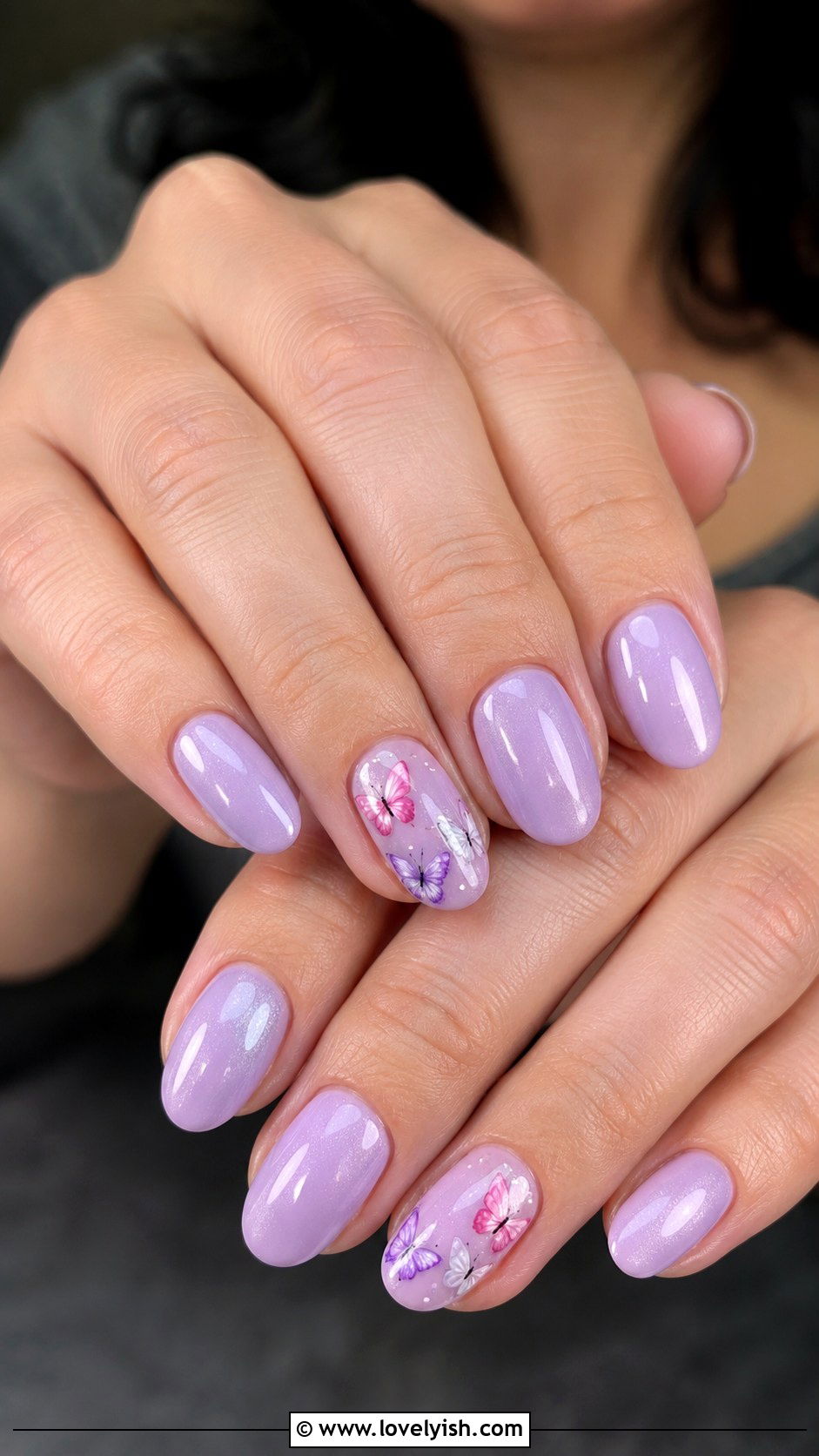 Lavender Butterfly Nails - 40 nail design template - 40 nail design template