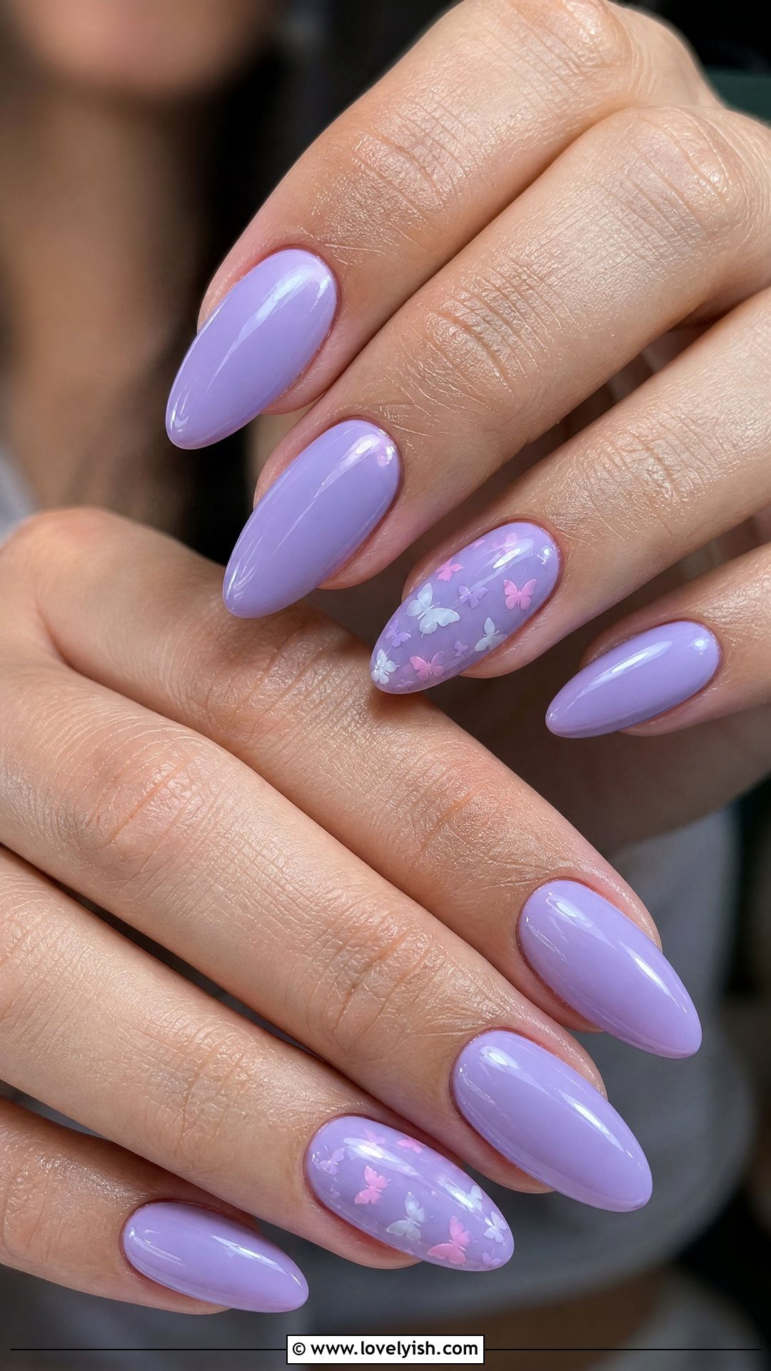 Lavender Butterfly Nails - 50 simple spring nail designs - 50 simple spring nail designs