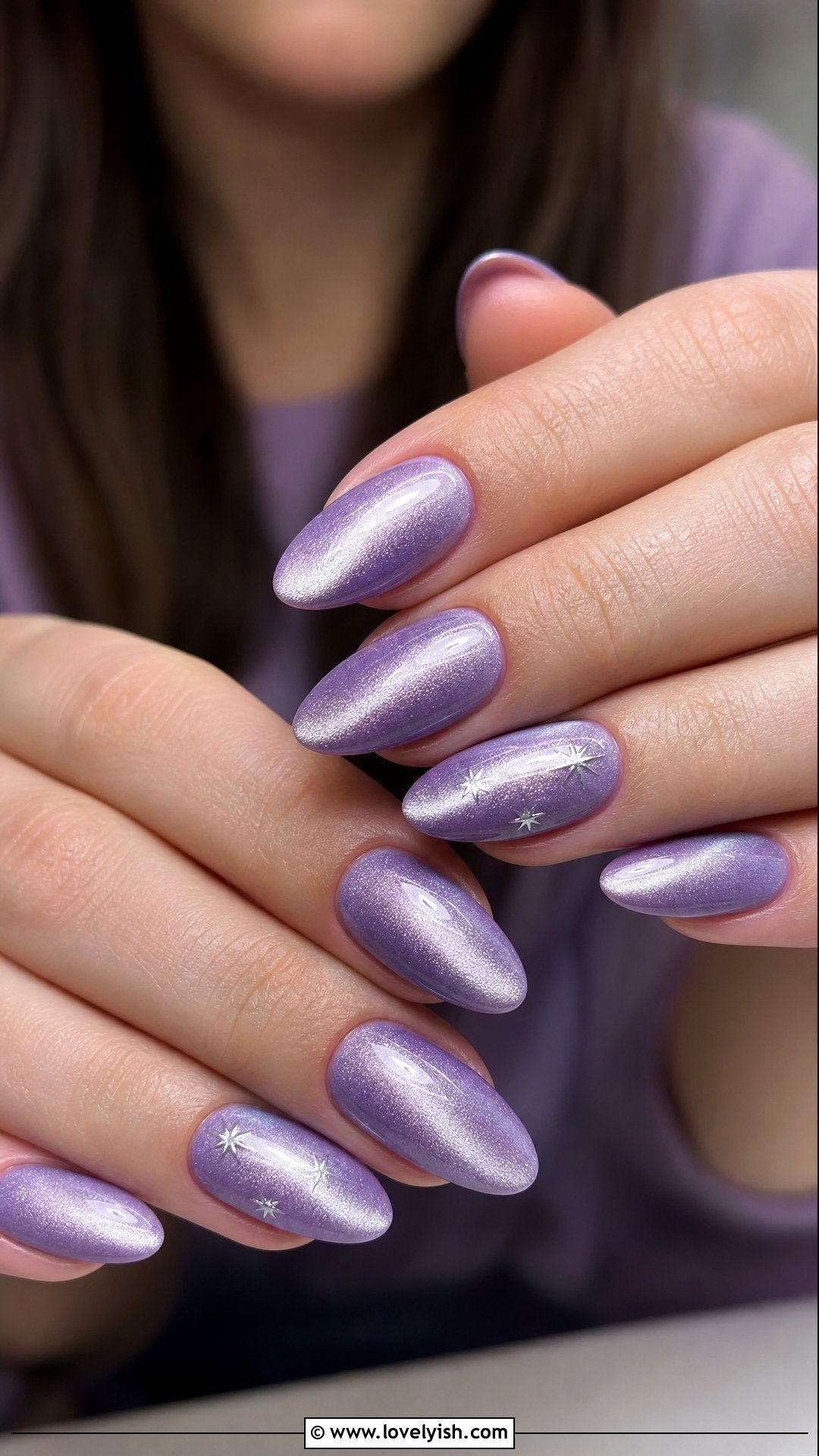 Lavender Cat Eye Nails - 50 cateye nail designs - 50 cateye nail designs