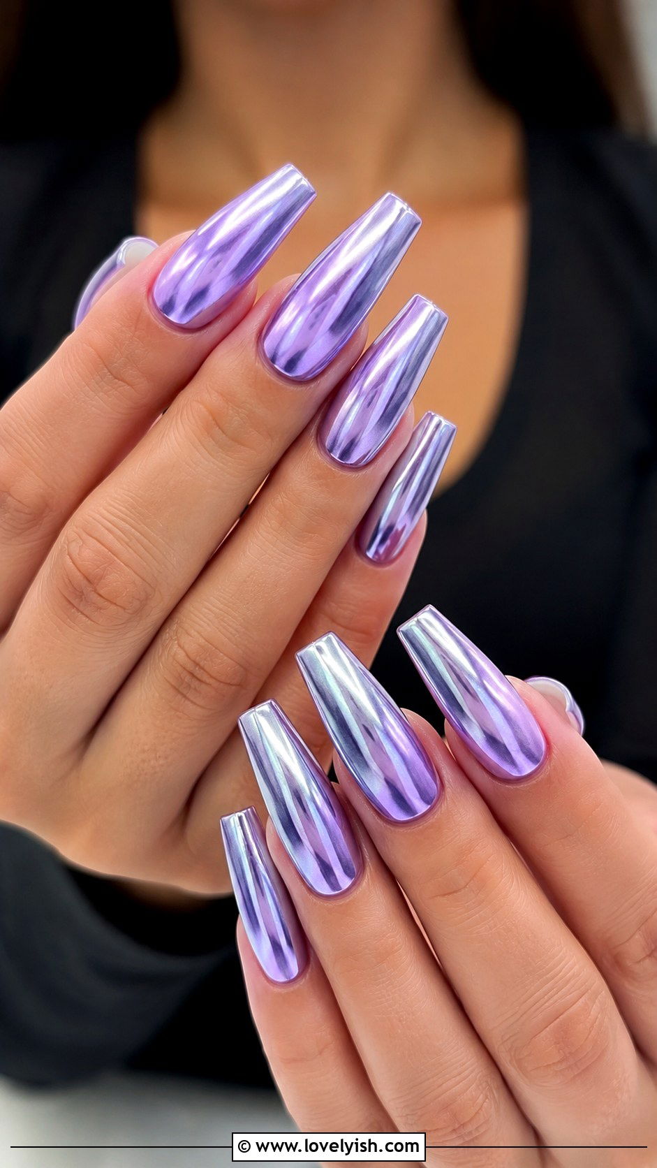 Lavender Chrome Coffin Nails - 25 coffin nail designs - 25 coffin nail designs