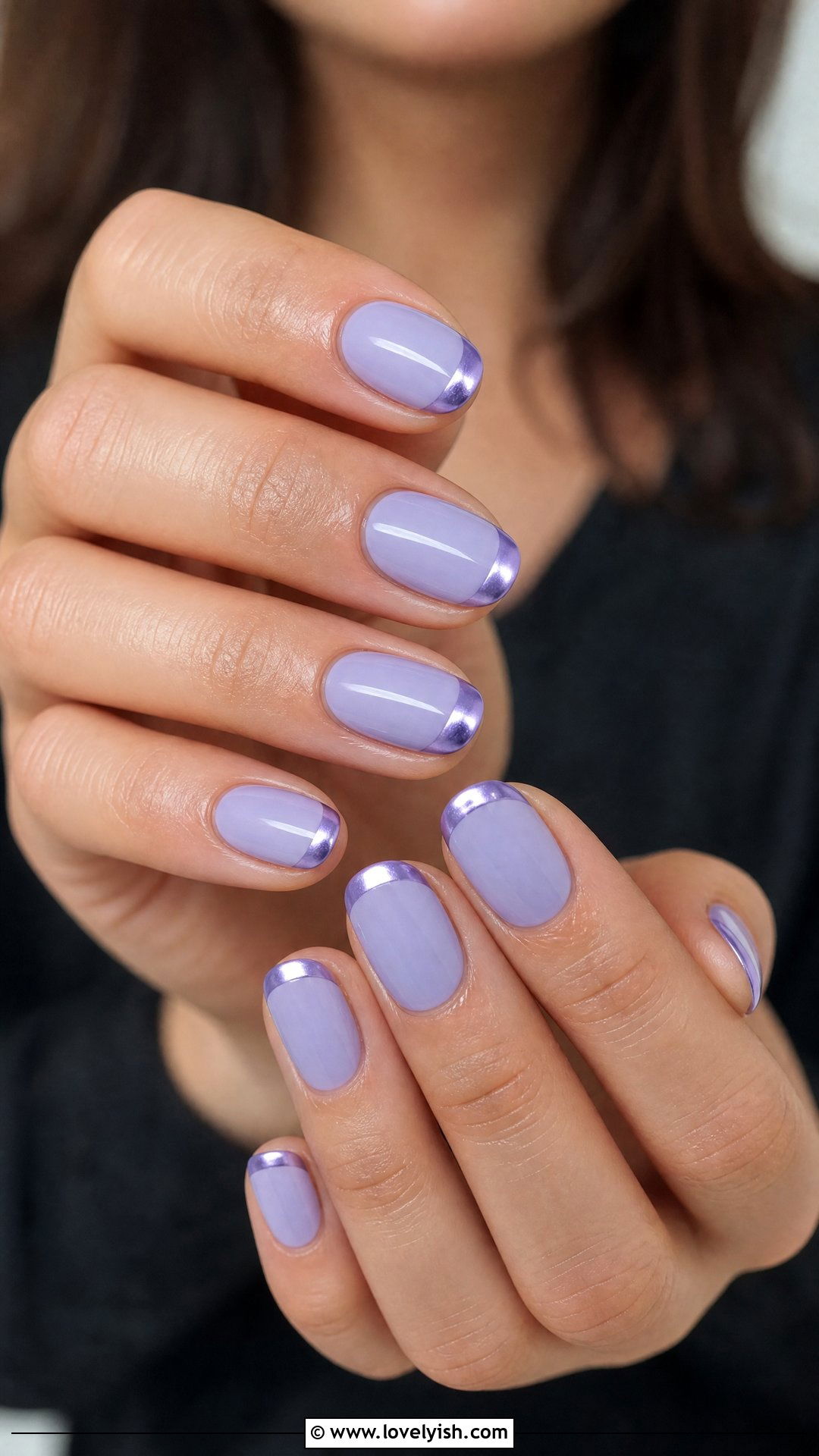 Lavender Chrome French Tip Nails - 50 chrome french tip nails - 50 chrome french tip nails
