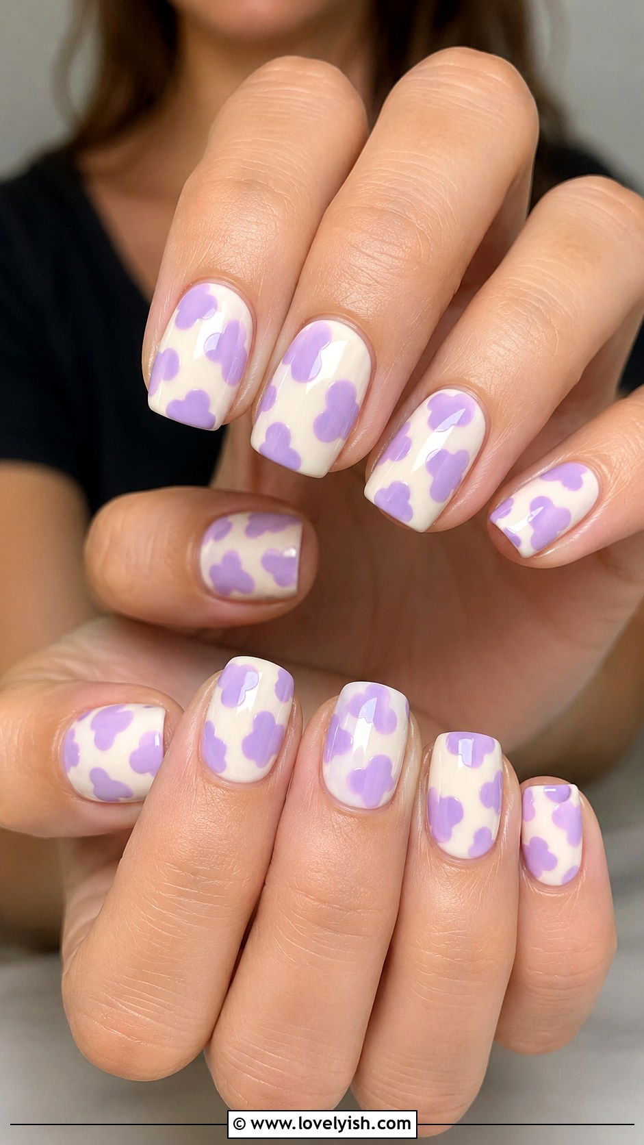 Lavender Cow Print Nails - 42 purple nail designs - 42 purple nail designs