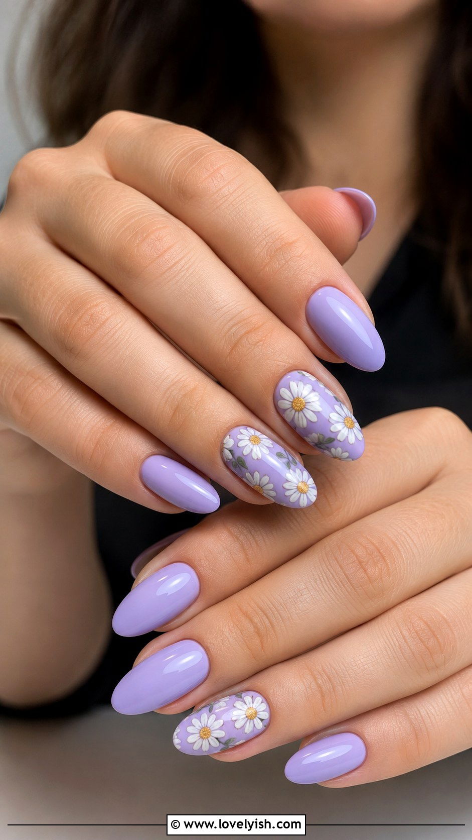 Lavender Daisy Flower Nails - 50 preppy nails - 50 preppy nails