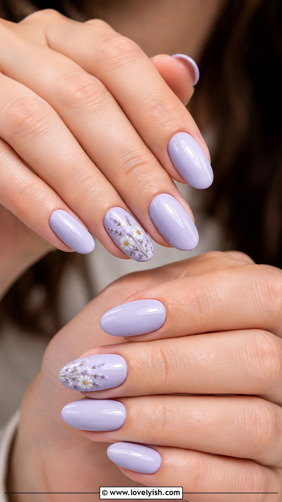 Lavender Floral Accent Nails - 28 spring nails design ideas - 28 spring nails design ideas