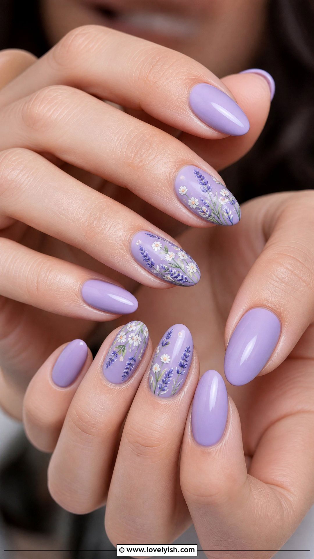 Lavender Floral Prom Nails - 25 prom nail ideas - 25 prom nail ideas
