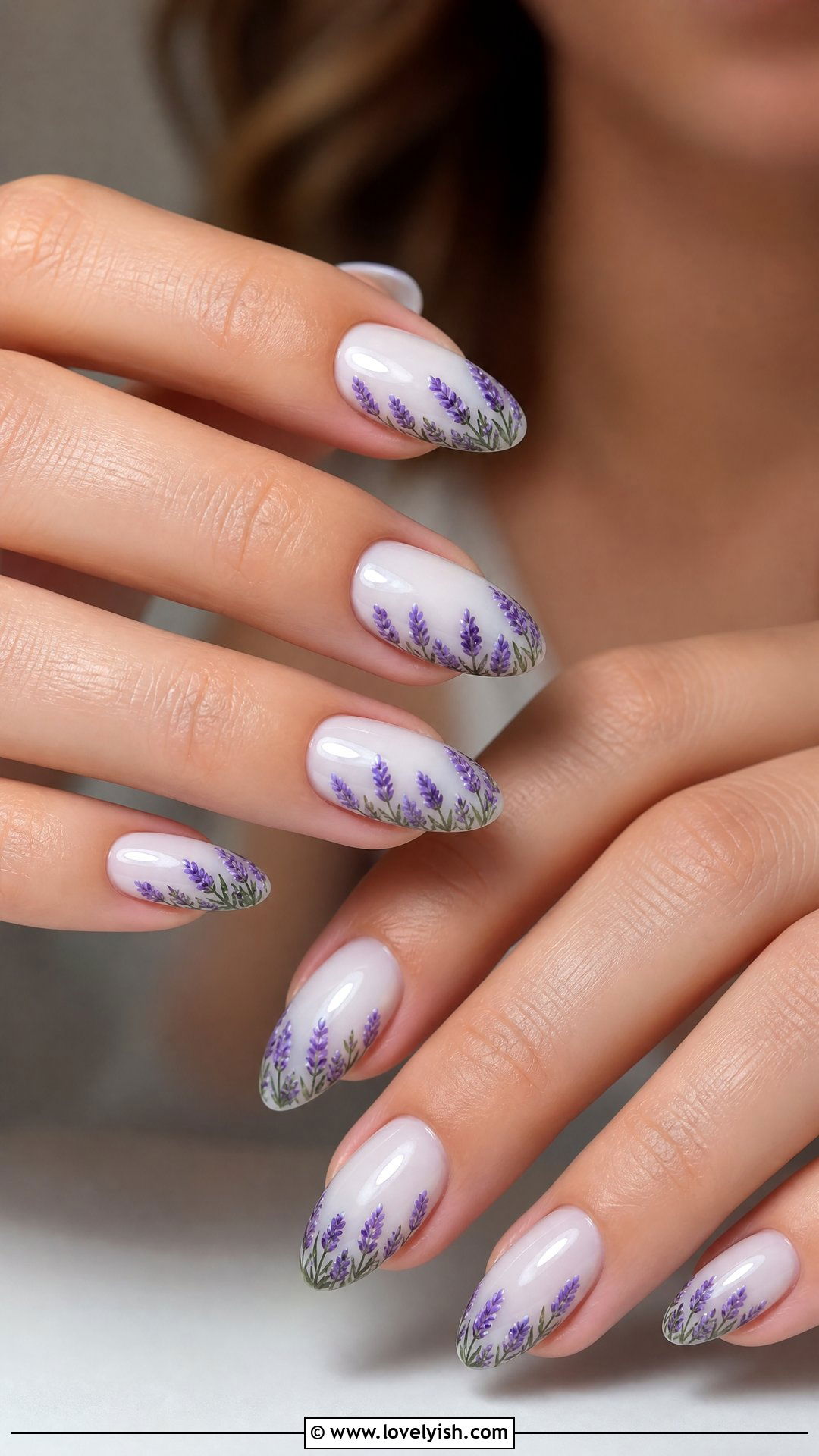 Lavender Floral Tip Nails - 50 spring nails - 50 spring nails