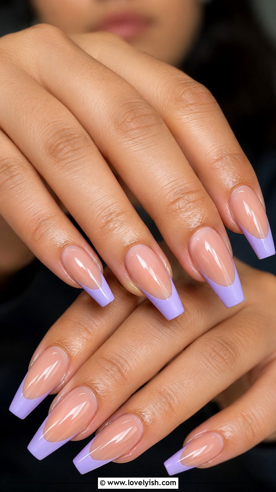 Lavender French Tip Nails - 42 french nail designs - 42 french nail designs