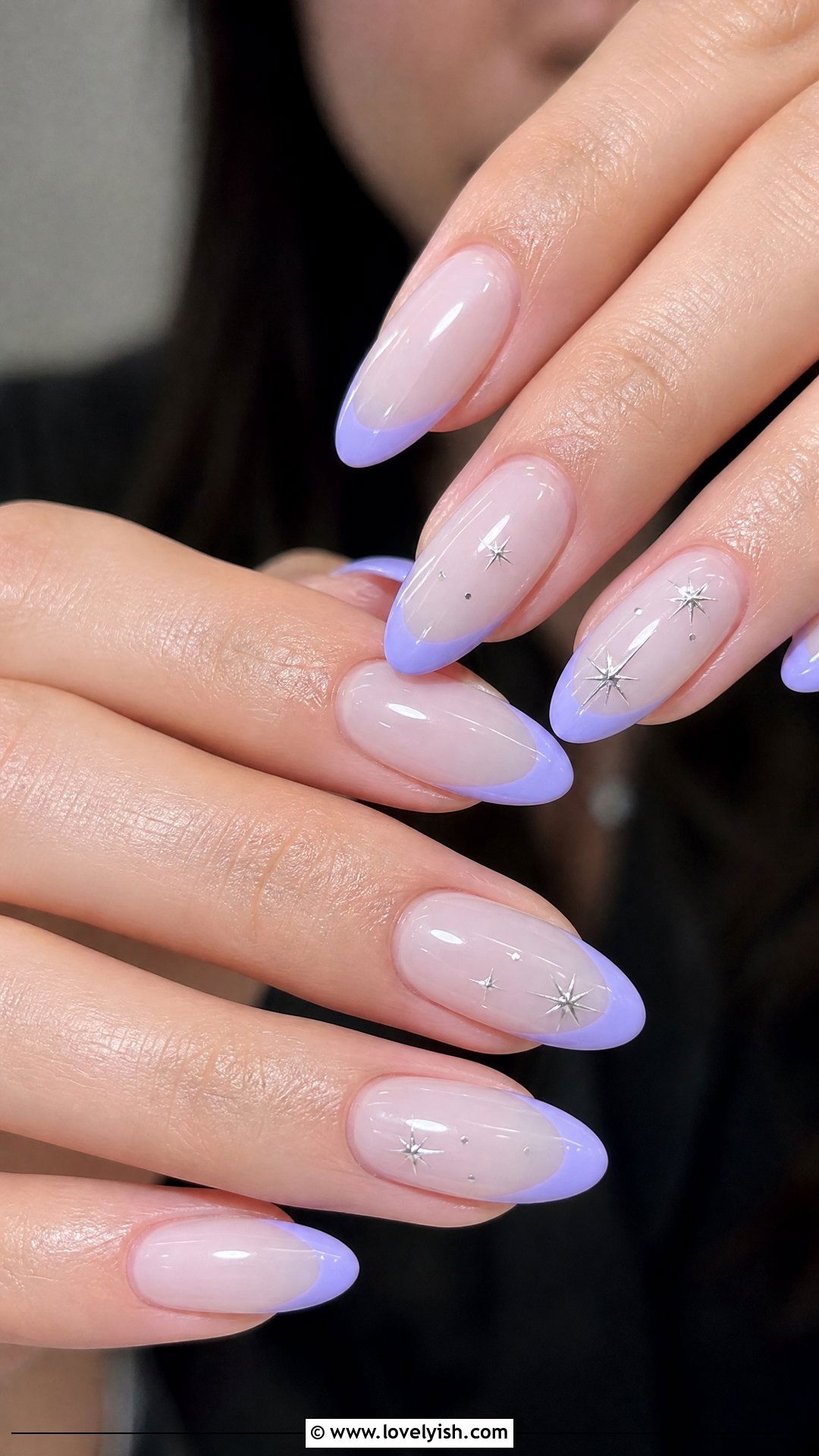 Lavender French with Star Accents - 50 cute french tip nail designs - 50 cute french tip nail designs