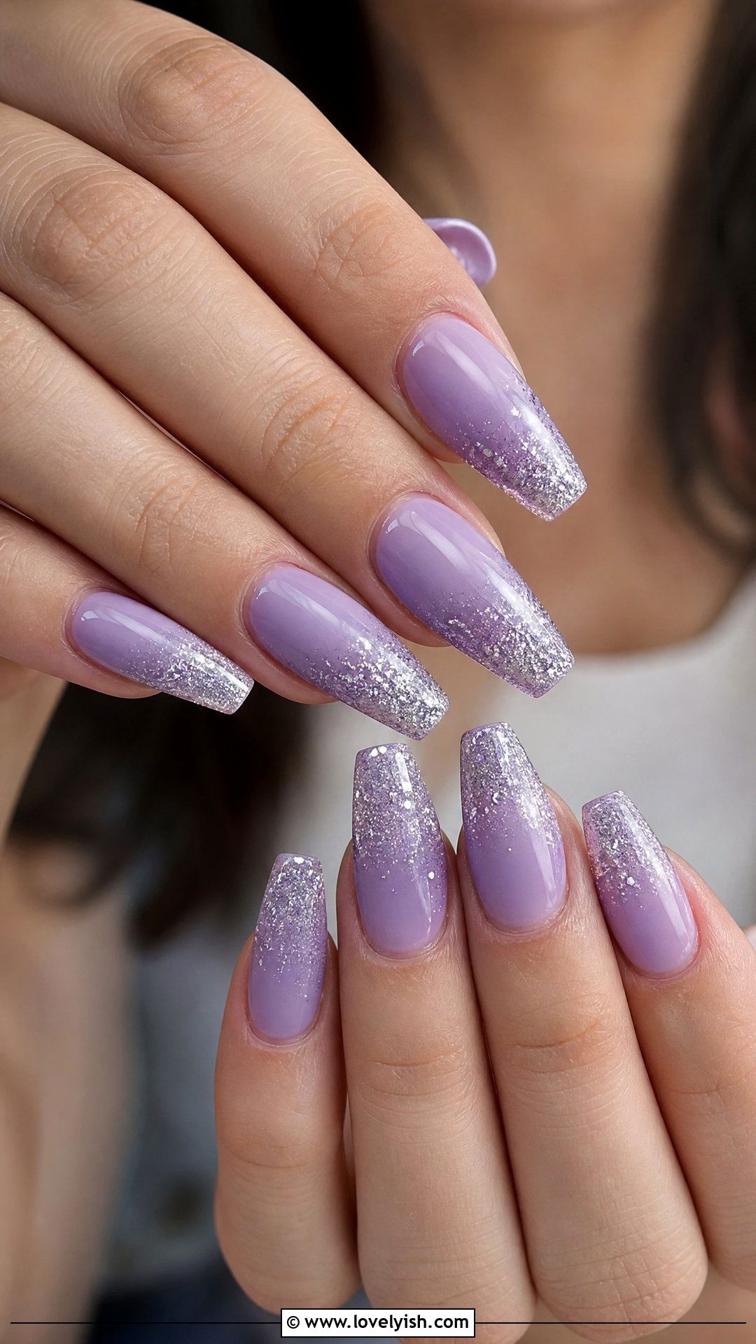 Lavender Glitter Ombre Nails - 50 quick nail designs - 50 quick nail designs
