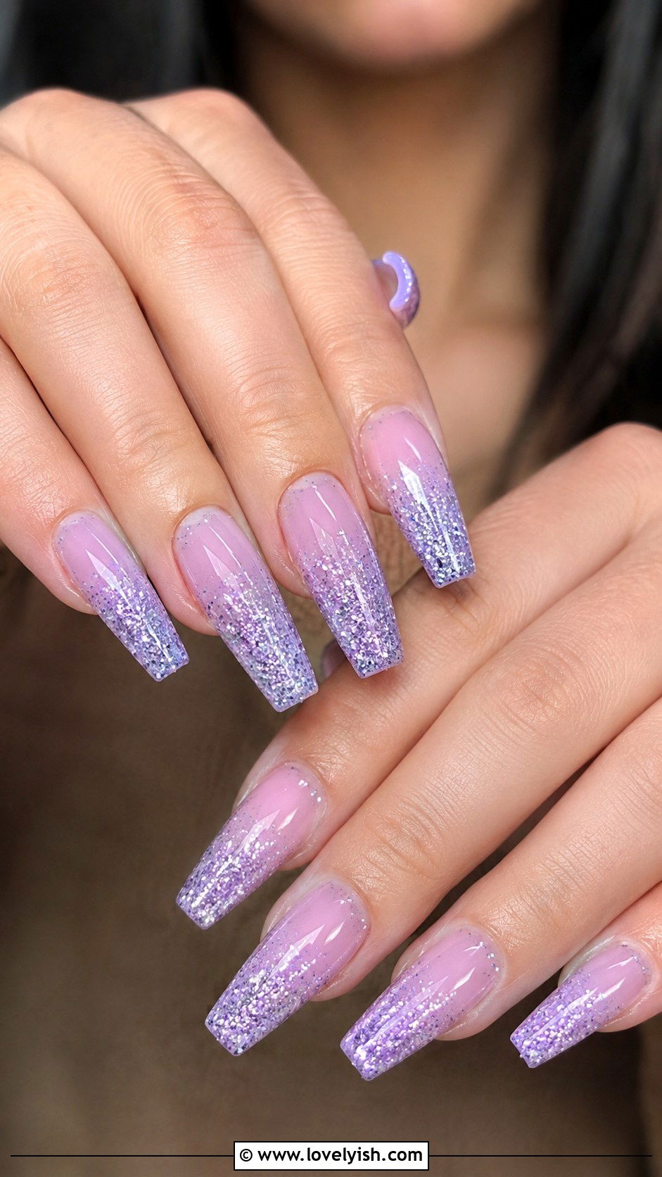 Lavender Glitter Tip Nails - 50 preppy nails - 50 preppy nails