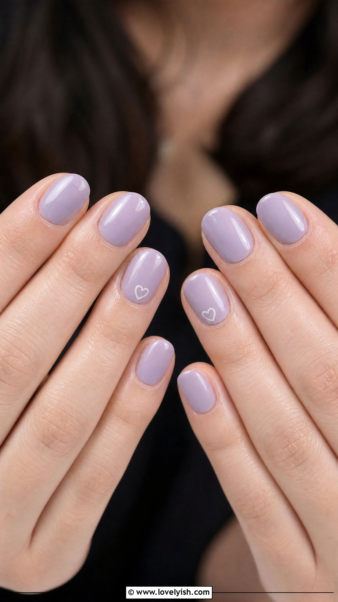 Lavender Heart Accent Nails - 50 mothers day nail designs - 50 mothers day nail designs