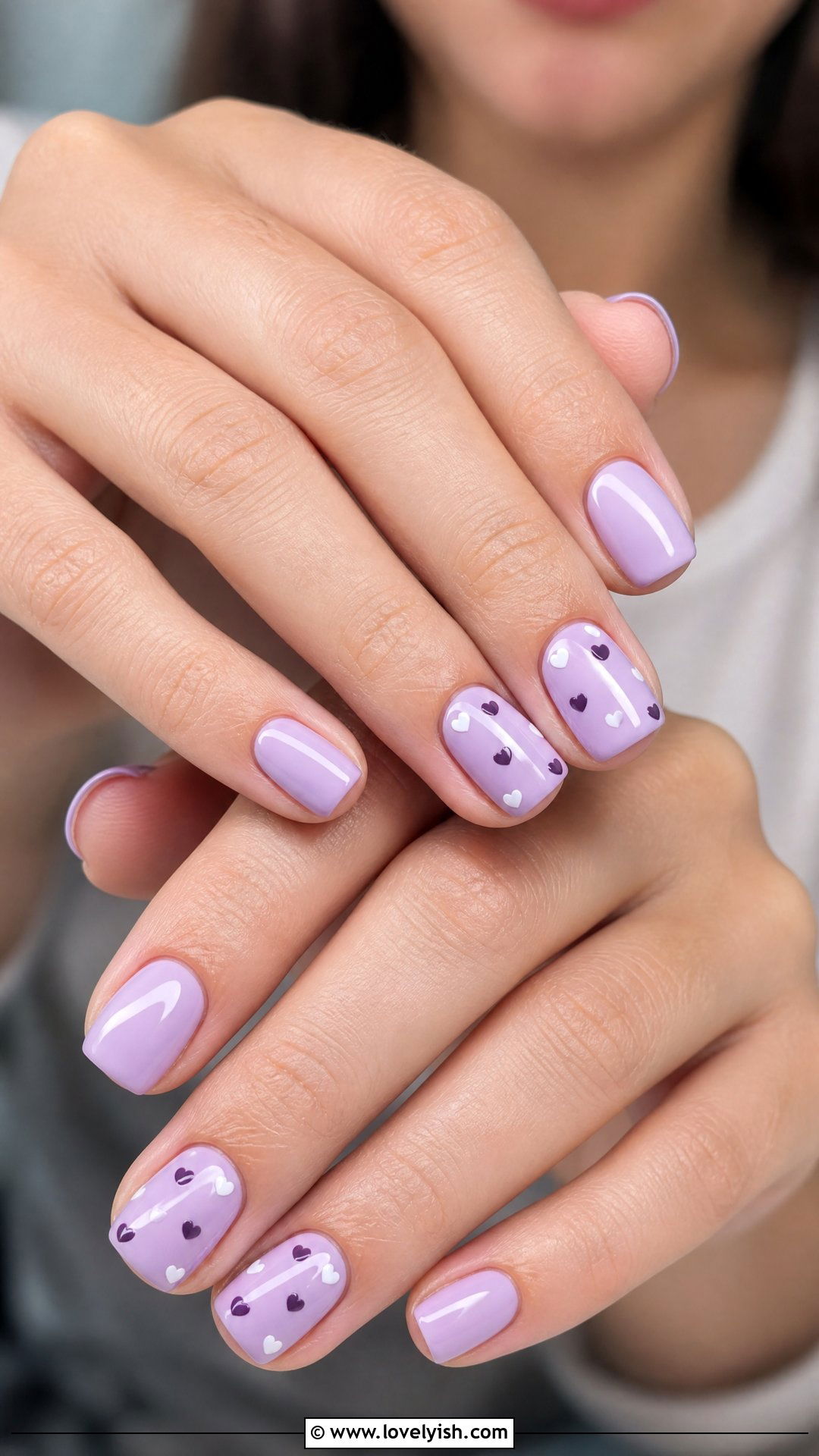 Lavender Heart Accent Nails - 25 preppy nail designs - 25 preppy nail designs