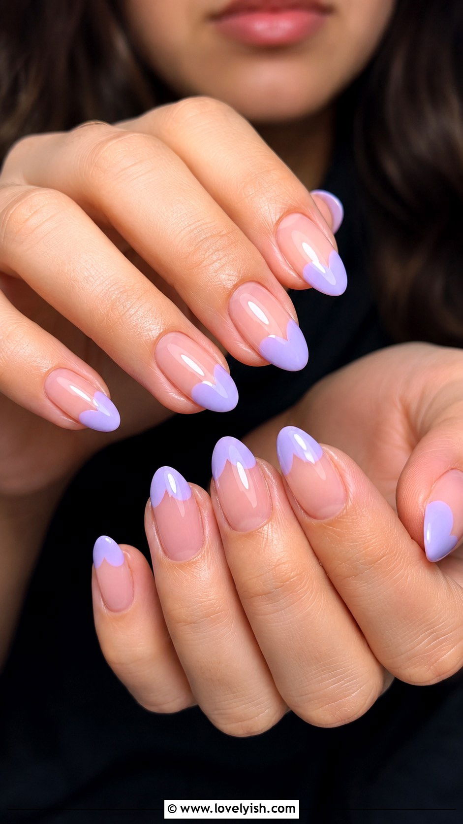 Lavender Heart French Tip Nails - 25 heart nail designs - 25 heart nail designs