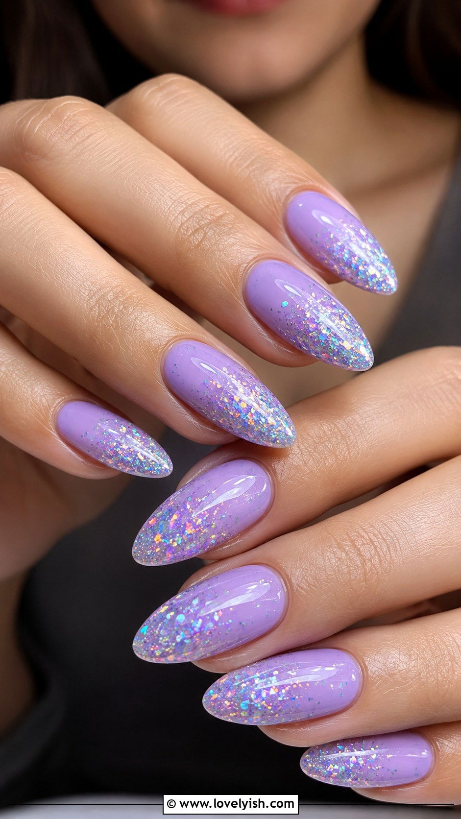 Lavender Holographic Glitter Nails - 50 glitter nails - 50 glitter nails