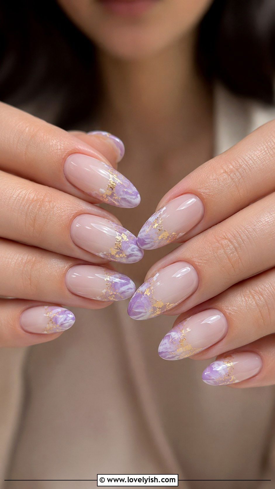 Lavender Marble French Tips - 42 purple nail designs - 42 purple nail designs