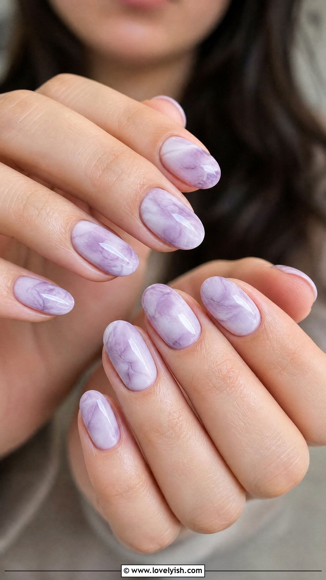 Lavender Marble Nails - 50 simple nail art - 50 simple nail art