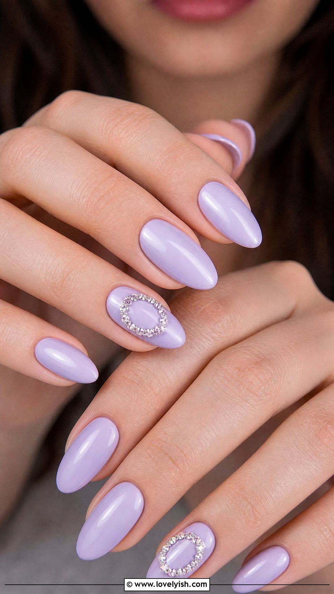 Lavender Nails With Diamond Halo - 30 nail designs with diamonds - 30 nail designs with diamonds