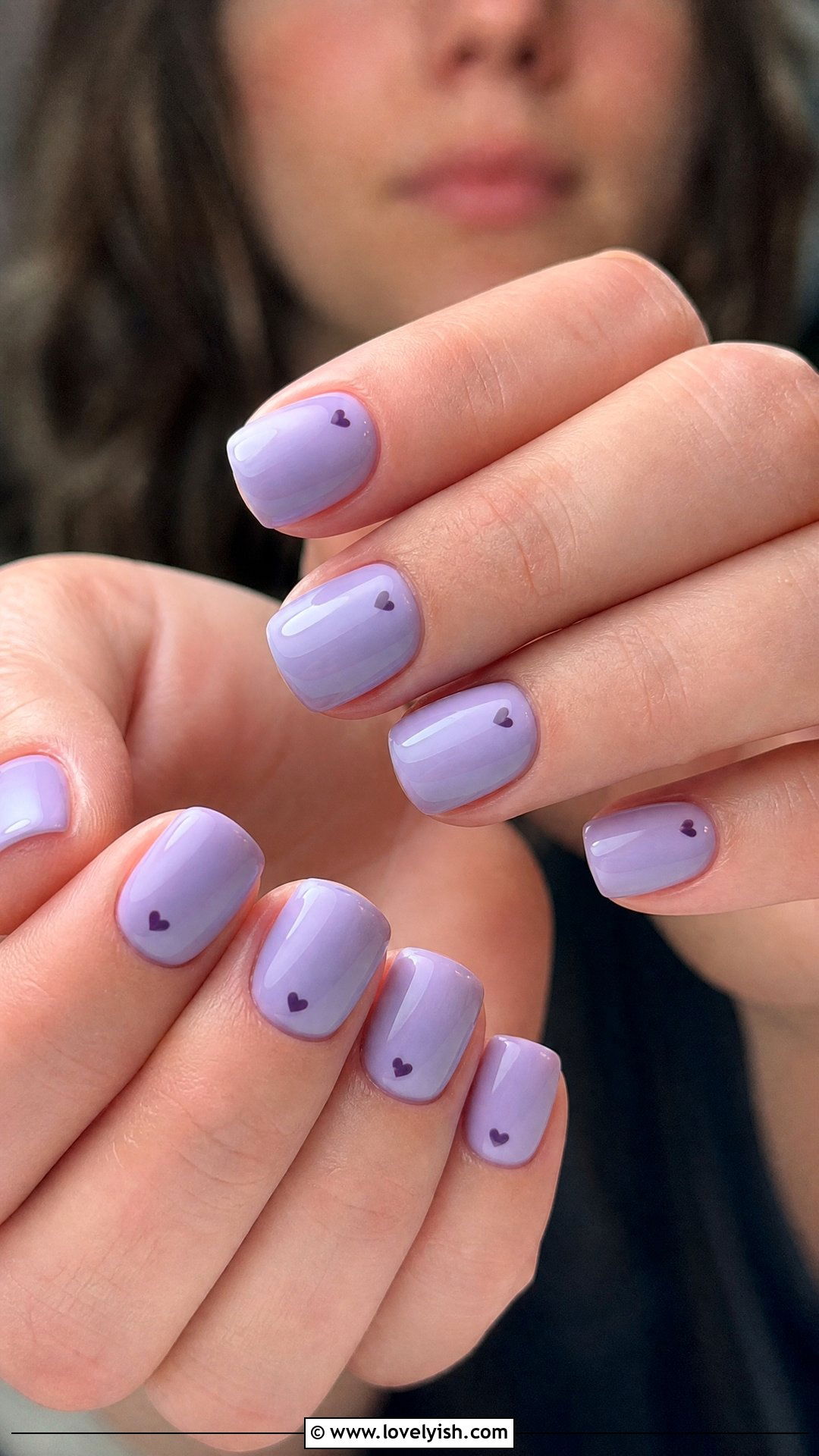 Lavender Nails With Tiny Hearts - 50 dainty nails - 50 dainty nails