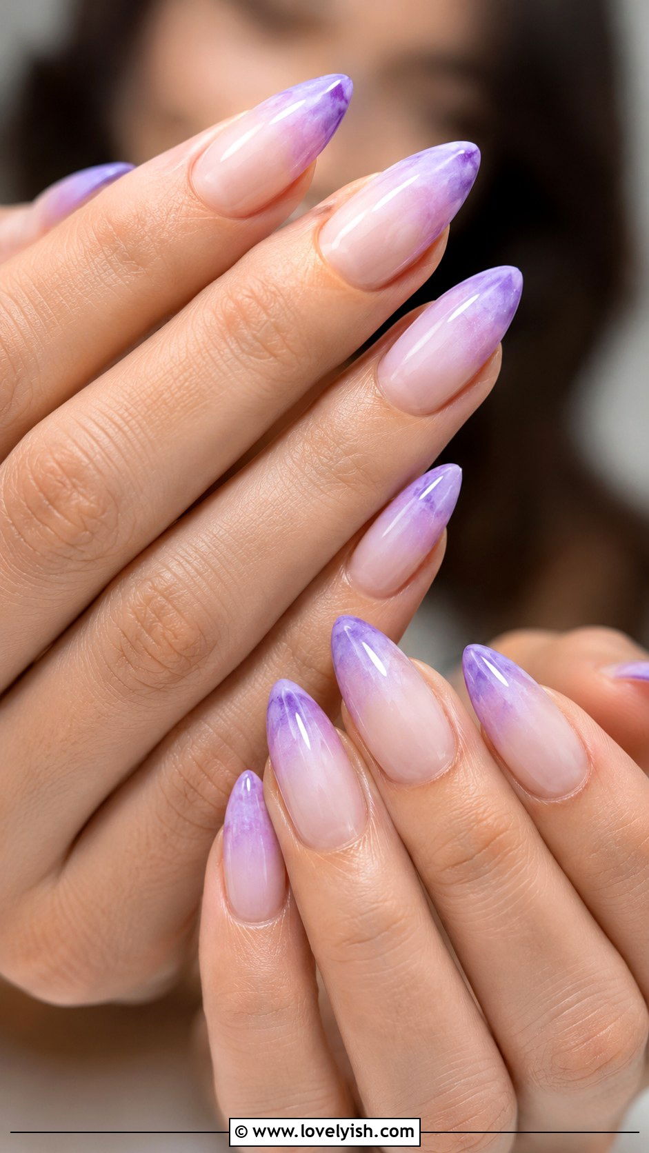 Lavender Ombre French Tip Almond Nails - 50 almond french tip nails - 50 almond french tip nails