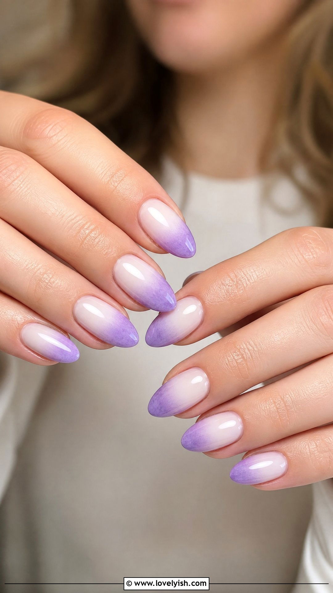 Lavender Ombre French Tip Almond Nails - 25 almond french tip nail designs - 25 almond french tip nail designs