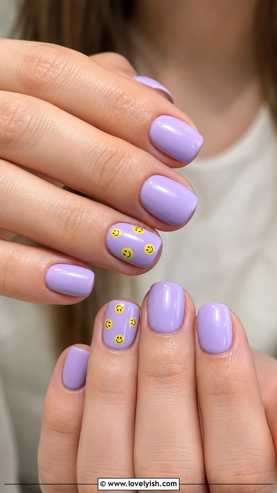 Lavender Smiley Face Nails - 50 april nail designs - 50 april nail designs