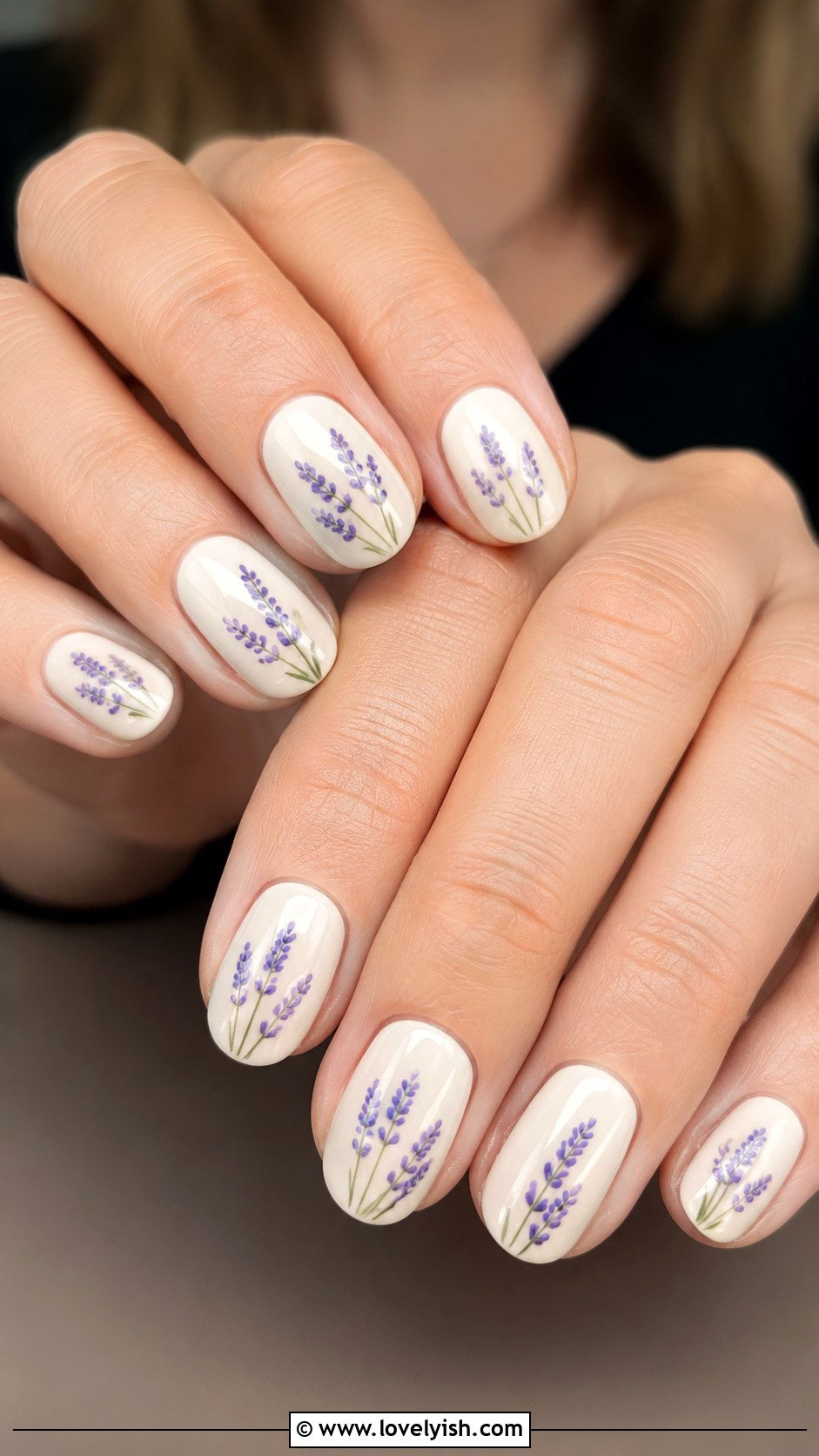 Lavender Sprig Nails - 31 flower nail design ideas - 31 flower nail design ideas