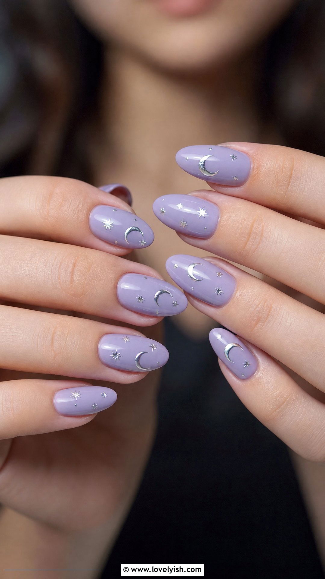 Lavender Stars and Moon Nails - 50 star nails - 50 star nails