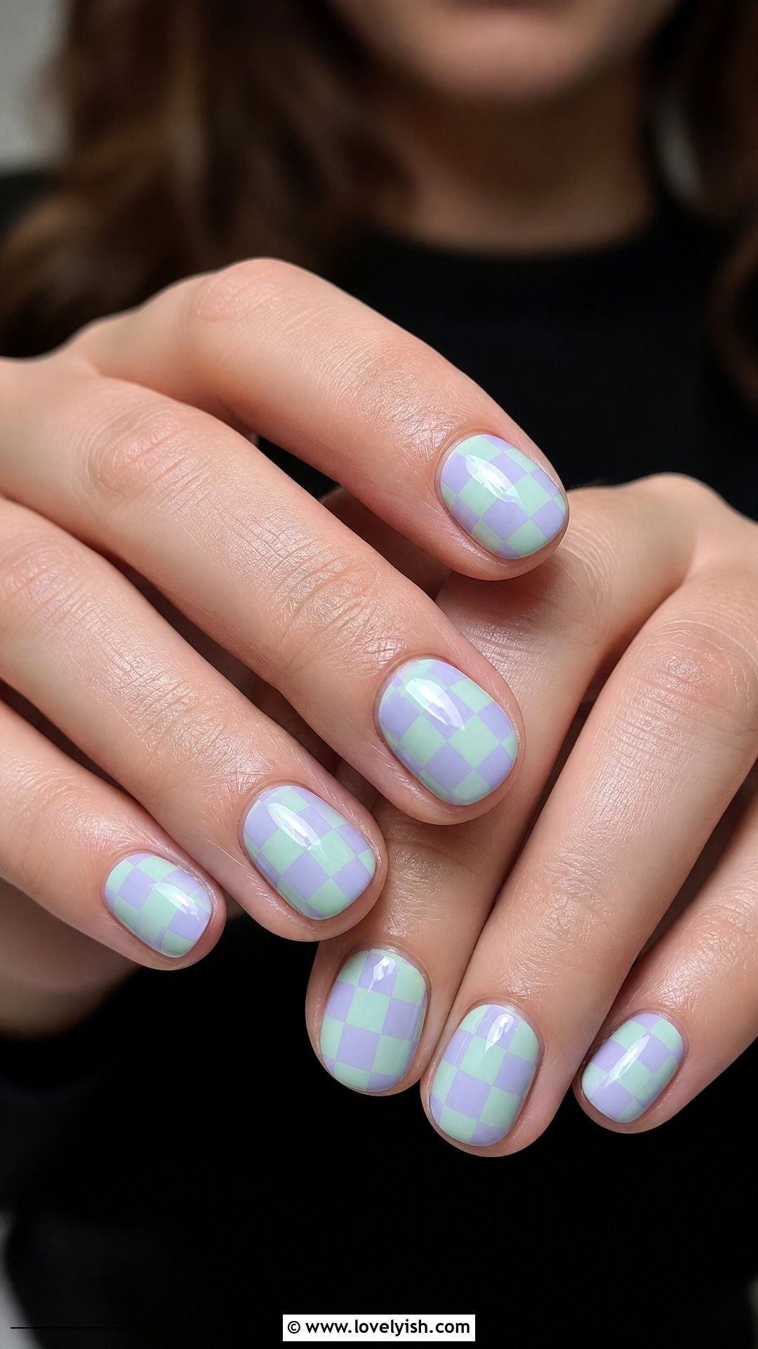 Lavender and Mint Checkered Nails - 50 checkered nails - 50 checkered nails