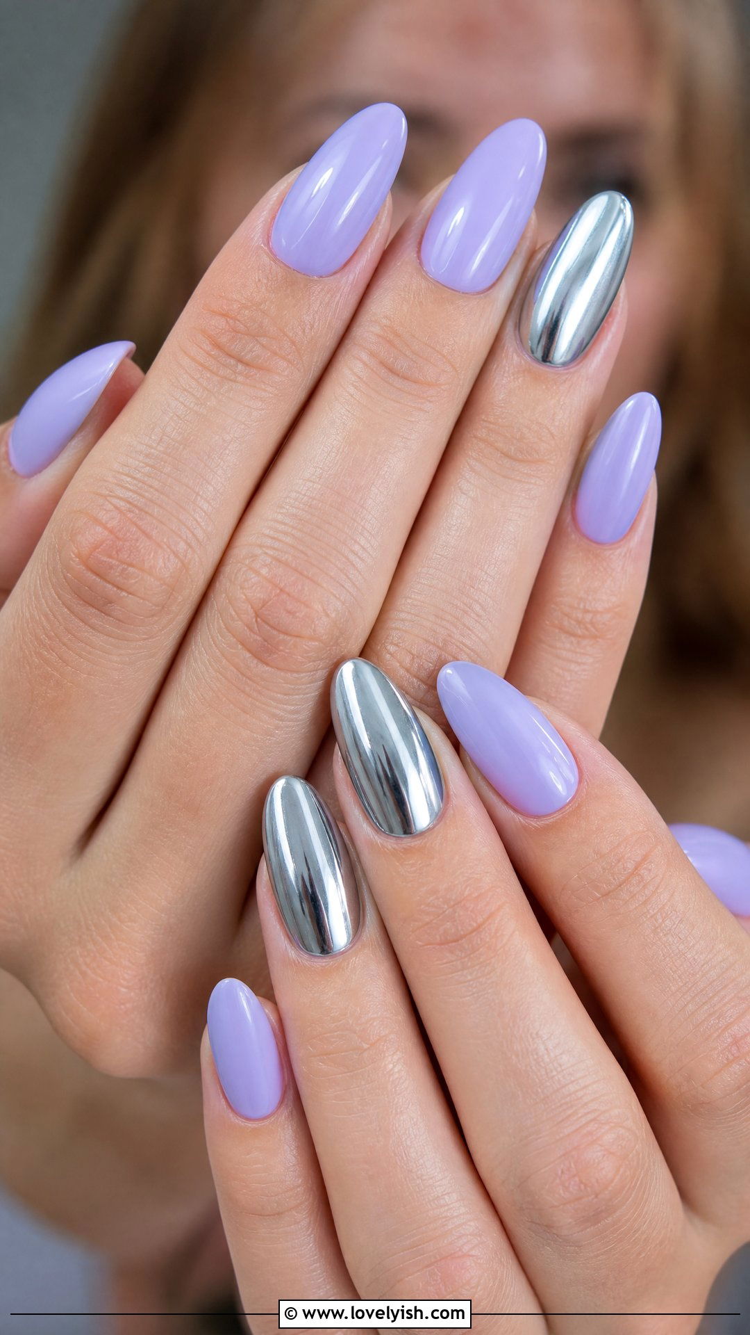 Lavender and Silver Chrome Nails - 50 silver chrome nails - 50 silver chrome nails