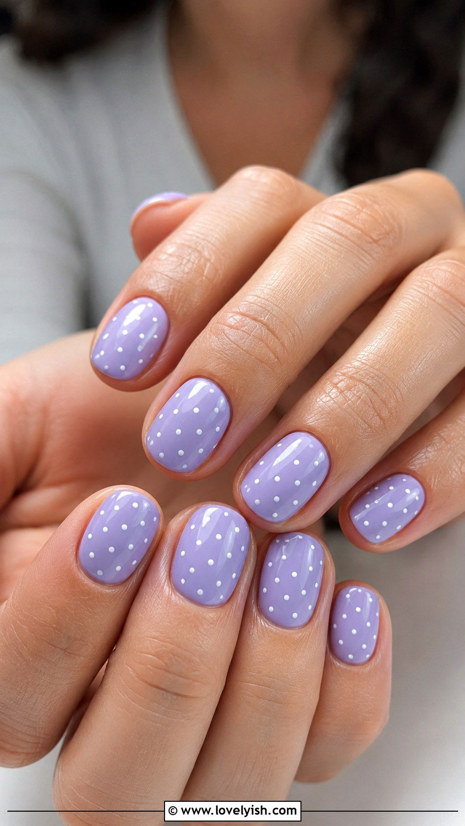 Lavender and White Polka Dot Nails - 25 lavender nail designs - 25 lavender nail designs