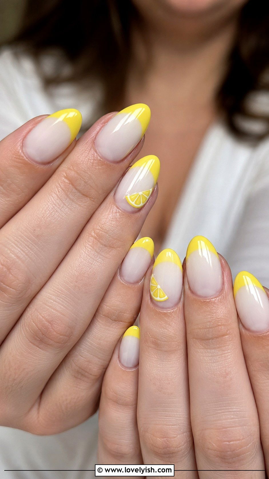 Lemon French Tip Nails - 38 beach nail designs - 38 beach nail designs