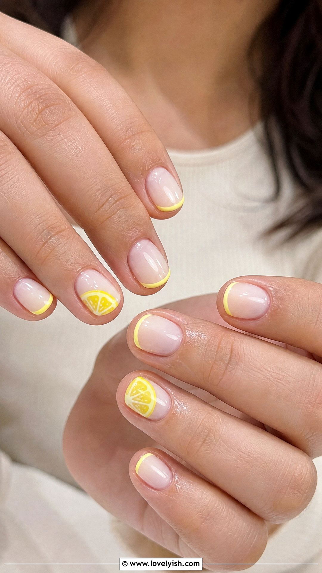 Lemon French Tip Short Nails - 50 short french tip nails - 50 short french tip nails