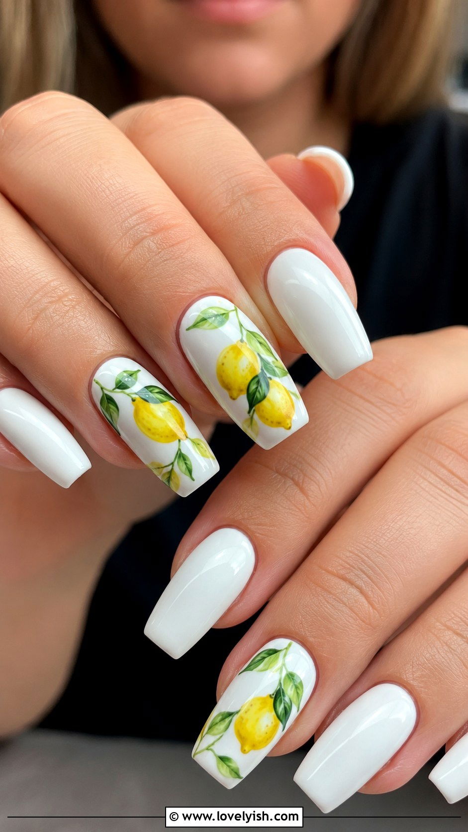 Lemon Print Acrylic Nails - 42 acrylic nail designs - 42 acrylic nail designs