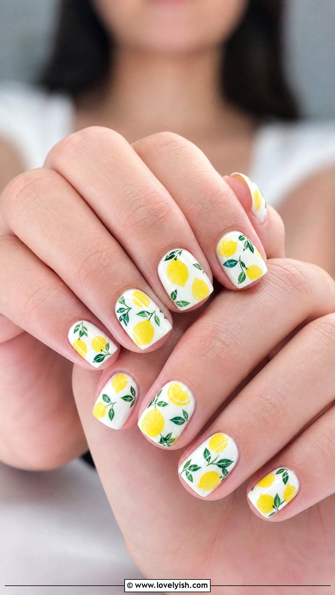 Lemon Print Nails - 30 nail designs for teens - 30 nail designs for teens