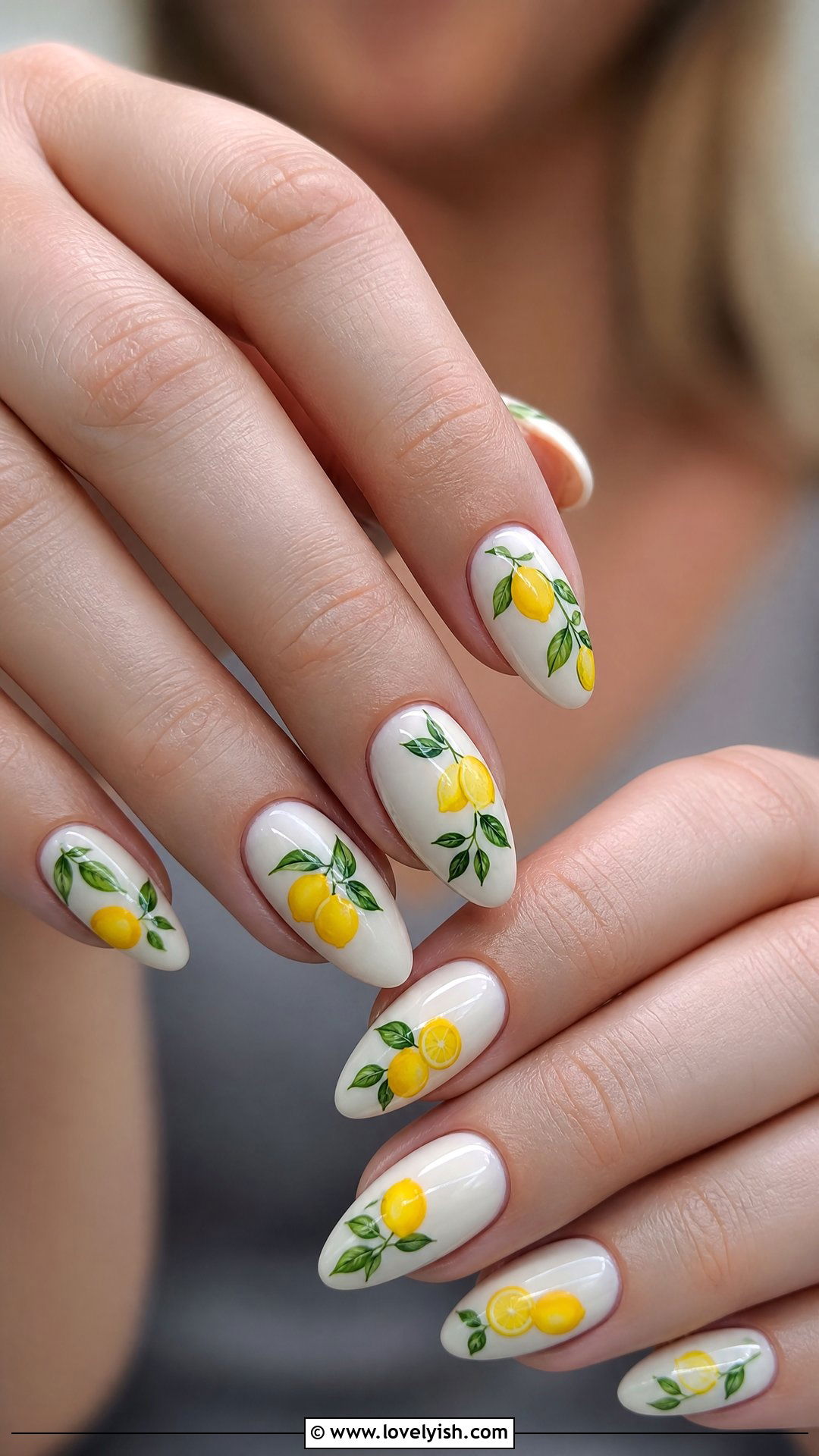 Lemon Print Nails - 50 cute summer nail designs - 50 cute summer nail designs