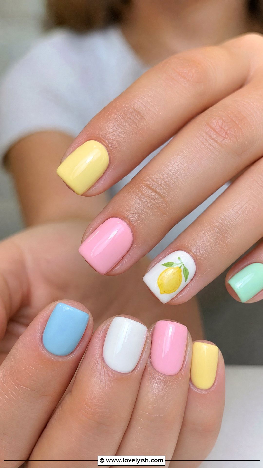 Lemon Skittles Nails - 50 lemon nail design ideas - 50 lemon nail design ideas