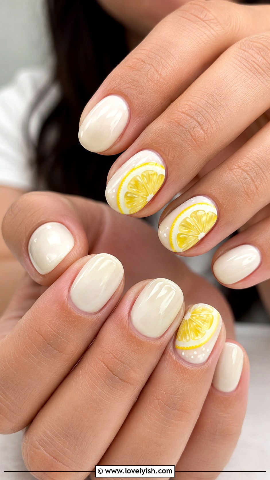 Lemon Slice Yellow Nails - 43 summer nail designs - 43 summer nail designs