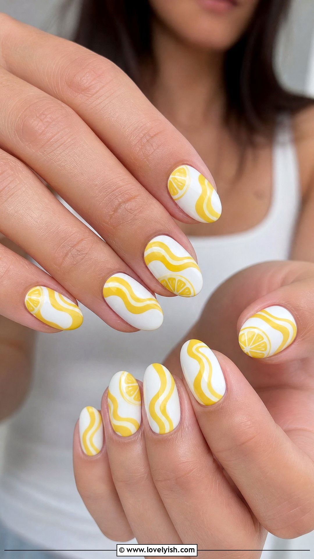 Lemon Wave Nails - 50 lemon nail design ideas - 50 lemon nail design ideas