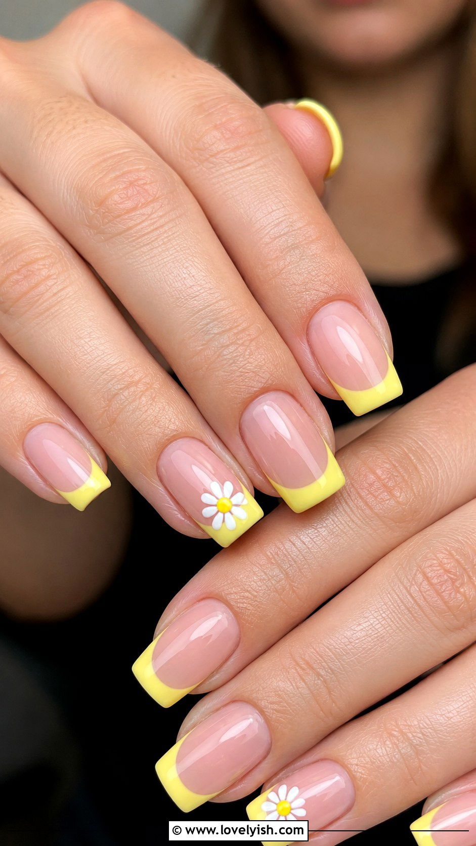 Lemon Yellow French Tip Nails - 50 may nails - 50 may nails