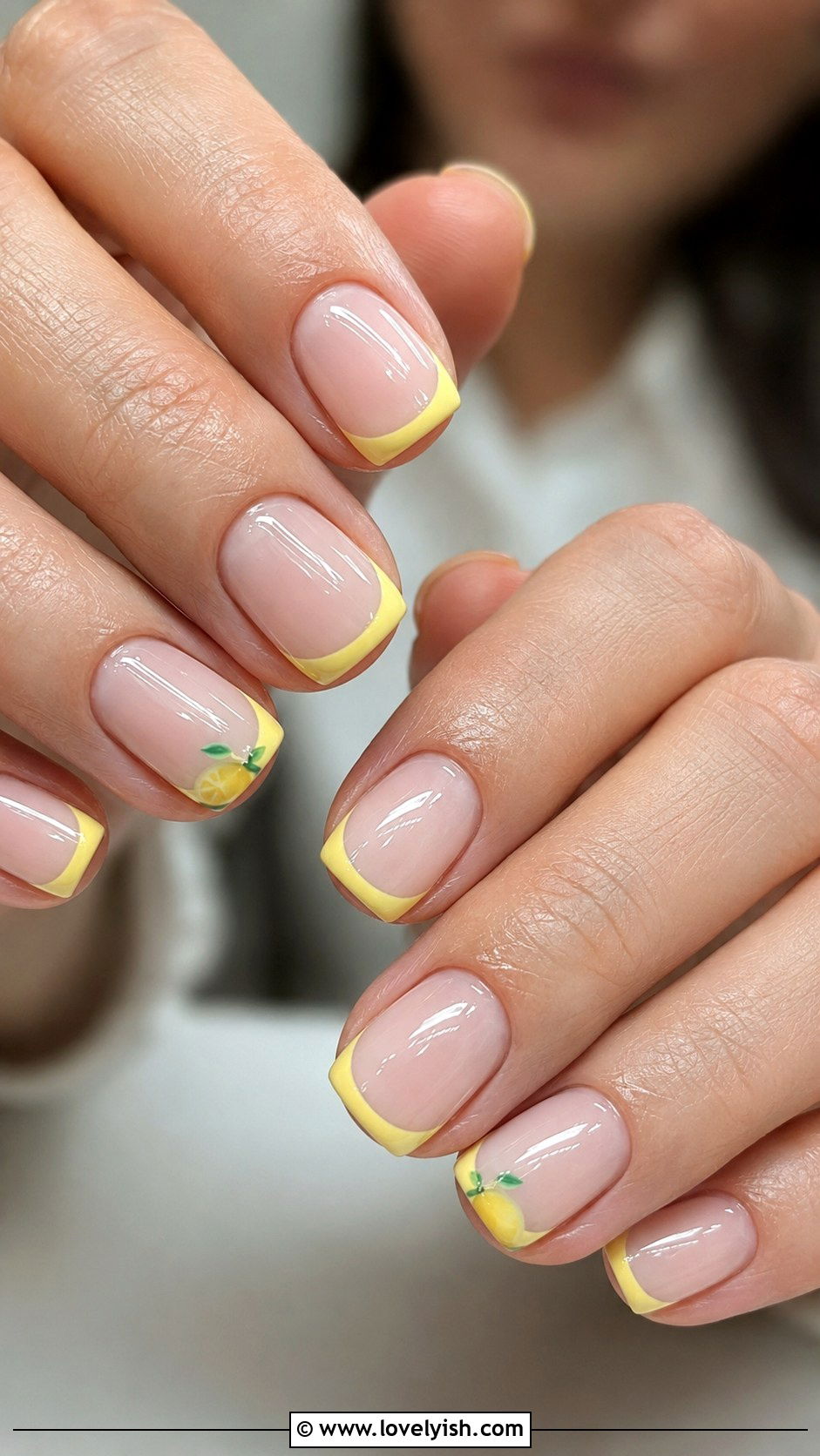 Lemon Yellow French Tip Nails - 50 pastel french tip nails - 50 pastel french tip nails