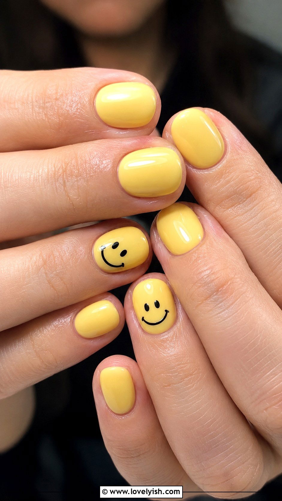 Lemon Yellow Smiley Nails - 40 nail design template - 40 nail design template