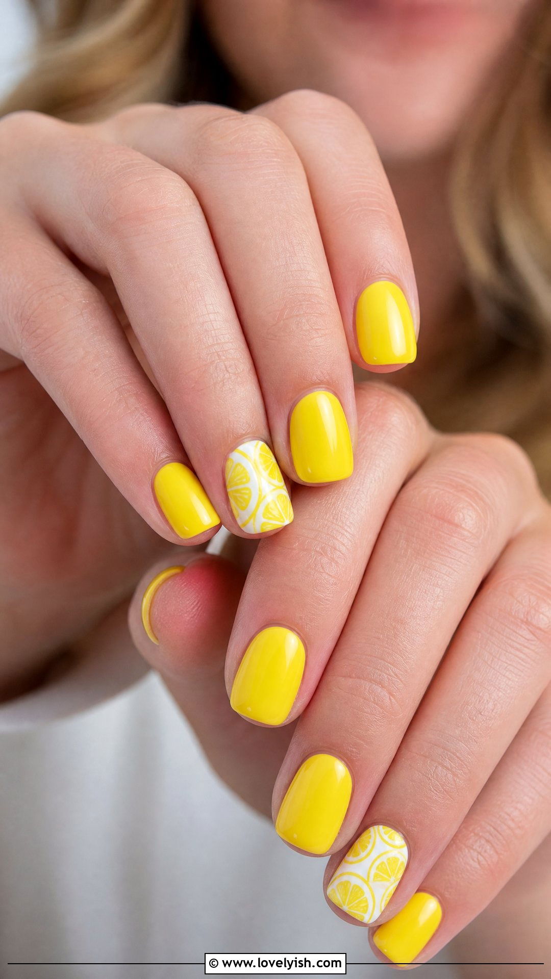Lemon Yellow Squoval Nails - 50 squoval nails - 50 squoval nails