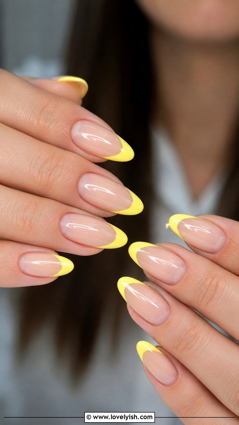 Lemon Yellow Tip Nails - 39 summer nail ideas - 39 summer nail ideas