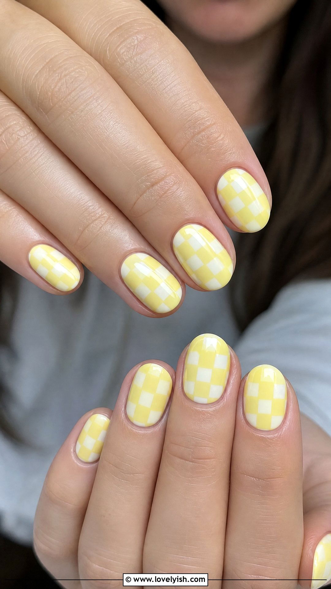 Lemon Yellow and White Checkered Nails - 50 checkered nails - 50 checkered nails