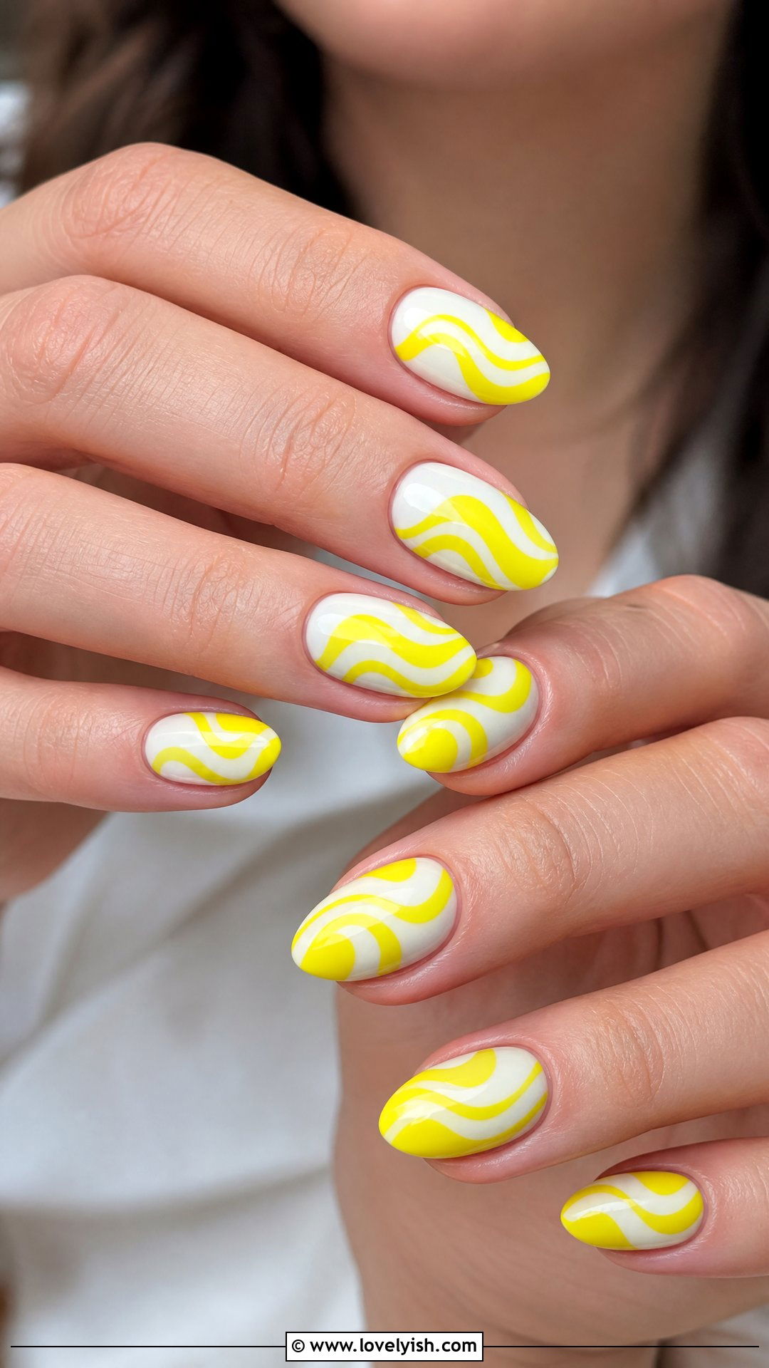 Lemon Yellow and White Swirl Nails - 50 swirl nails - 50 swirl nails