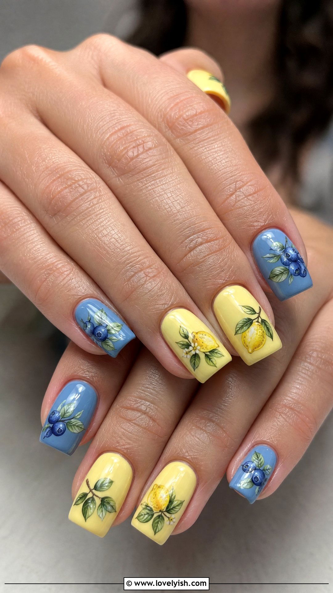 Lemon and Blueberry Nails - 50 lemon nail design ideas - 50 lemon nail design ideas