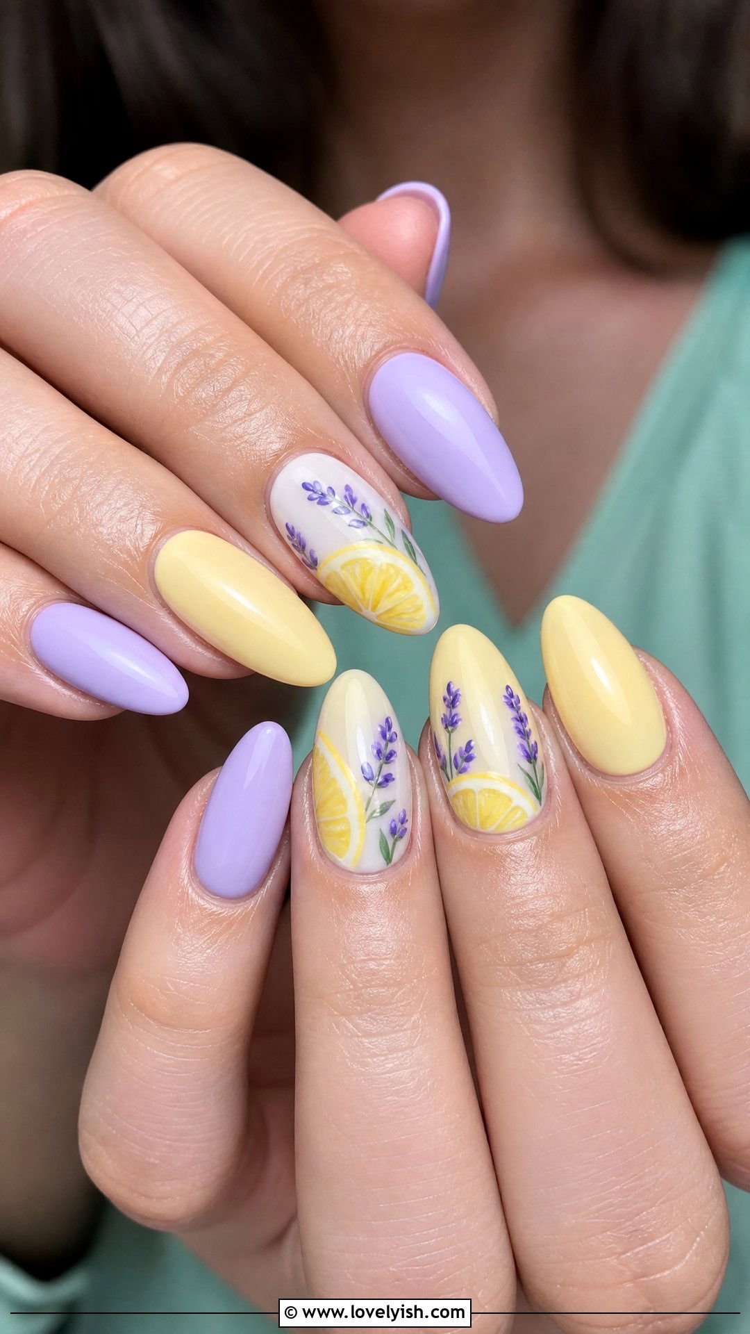 Lemon and Lavender Nails - 50 lemon nail design ideas - 50 lemon nail design ideas