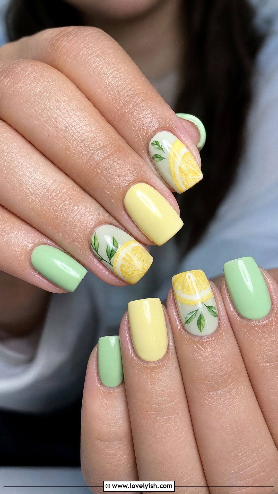 Lemon and Mint Green Nails - 50 lemon nail design ideas - 50 lemon nail design ideas